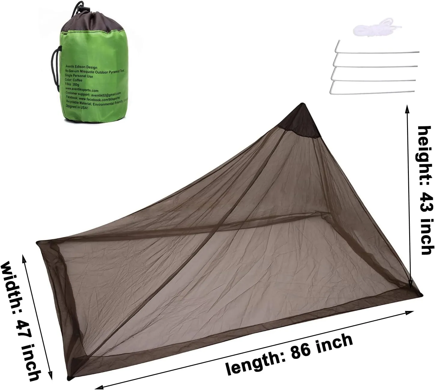 No-See-Ums Camping Mosquito Net Bed Compact and Ultra-Light for Travel，Finest Holes Mesh 2000 Noseeum Netting for Camping and Hiking, Without Sleeping Mat