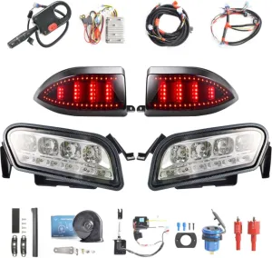 NOKINS for Club Car Tempo LED Light Kit, Golf Cart Deluxe Headlight,Low/High Beam Adjustment,QC3.0 USB Charging,Scanning Turn Signal Tail Light,20A DC Converter