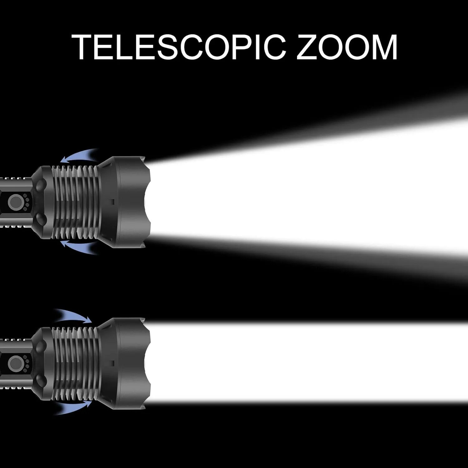 NPET XHP70 LED Flashlight USB Rechargeable Tactical Flashlight, Super Bright 2000 Lumens Zoomable Flashlight Camping, Hiking, Home, Outdoor and Emergency, with Waterproof and Shock Resistant