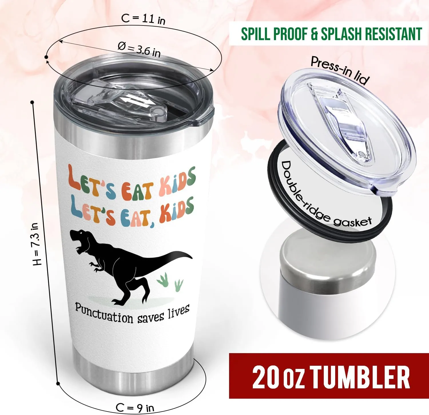 OASSIE Teacher Gifts for Women - Saurus Kids 20 oz Stainless Steel Tumbler - Teachers Day Graduation Back To School Thank You End Of The Year Birthday Teacher Appreciation Gifts for Women Coworkers