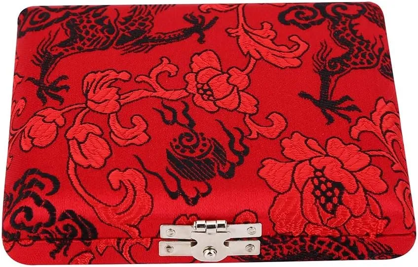 Oboe Case, Wooden Silk Cloth Cover Oboe Storage Holder Box Clarinet Case Protector Bag for 6pcs Oboe Reeds (Red)