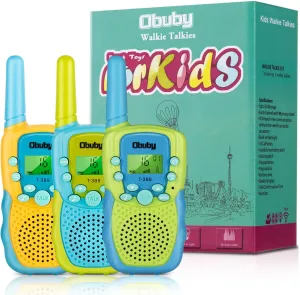 Obuby Toys for 3-12 Year Old Boys， Walkie Talkies for Kids 22 Channels 2 Way Radio Gifts Toys with Backlit LCD Flashlight 3 KMs Range Gift Toys for Age 3 up Boy and Girls to Outside , Hiking, Camping