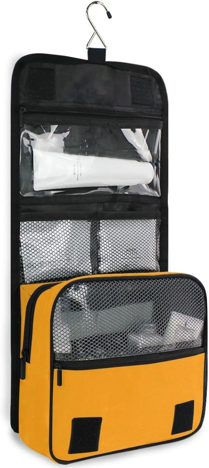 ODAWA Marigold Toiletry Bag Large Capacity Hanging Cosmetic Case Travel Toiletry Makeup Bag for Women