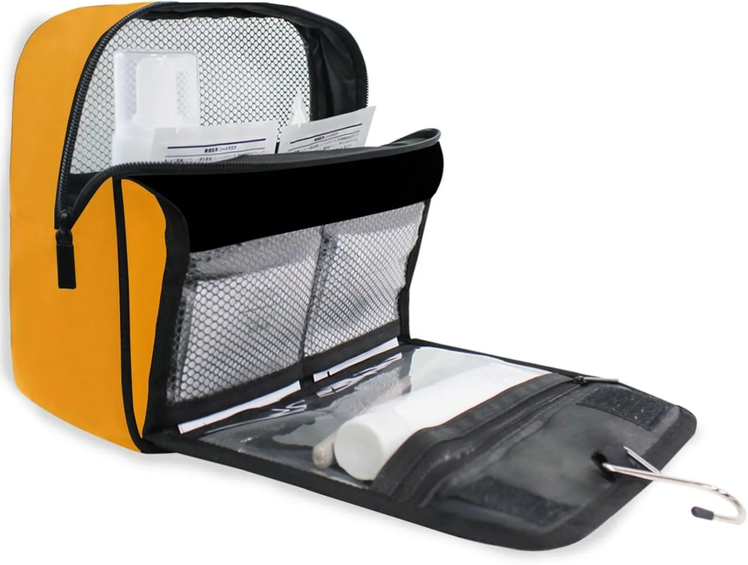 ODAWA Marigold Toiletry Bag Large Capacity Hanging Cosmetic Case Travel Toiletry Makeup Bag for Women