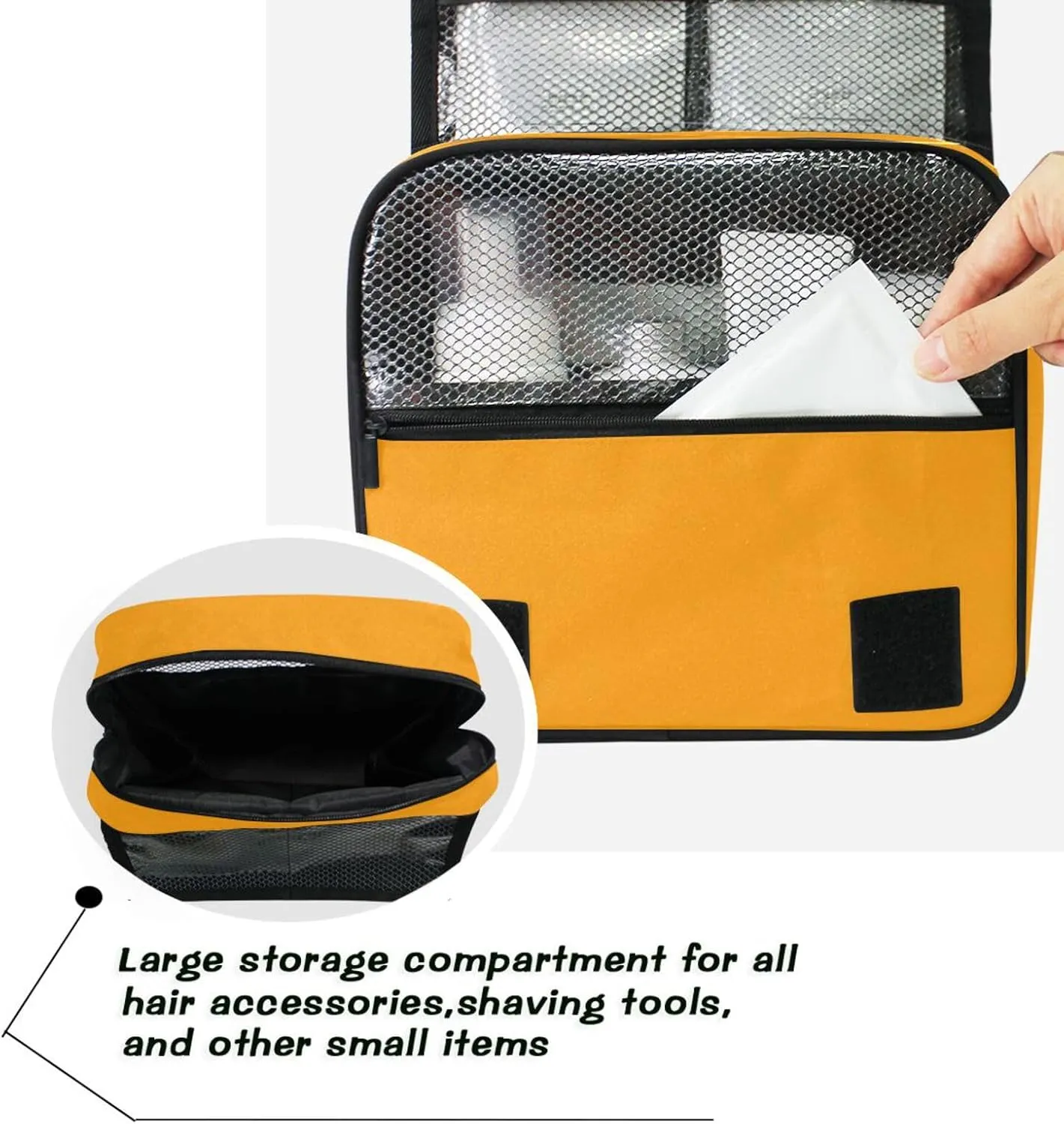 ODAWA Marigold Toiletry Bag Large Capacity Hanging Cosmetic Case Travel Toiletry Makeup Bag for Women