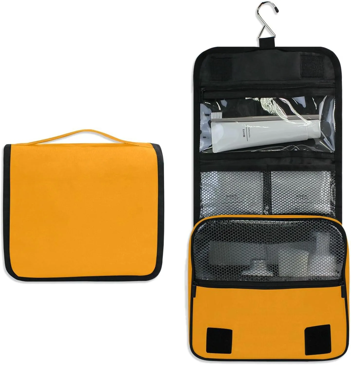 ODAWA Marigold Toiletry Bag Large Capacity Hanging Cosmetic Case Travel Toiletry Makeup Bag for Women