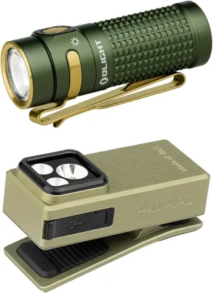 OLIGHT Baton 4 Rechargeable EDC Flashlight, 1300 Lumens with Magnetic Charging Cable Bundle with Oclip Ultra 530 LMS Clip-on Light
