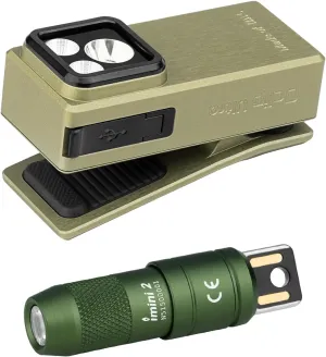OLIGHT Oclip Ultra EDC Flashlight Clip-on Light 530 Lumens Bundle IMINI 2 EDC Rechargeable Keychain Flashlight