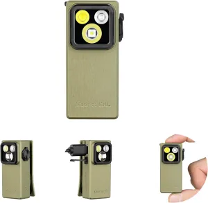 OLIGHT Oclip Ultra EDC Flashlight Clip-on Light, 530 Lumens Rechargeable with Type-C Charging, Combines Floodlight, Spotlight and UV, Triple Magenetic Lights for Inspection and Work (Olive Green)