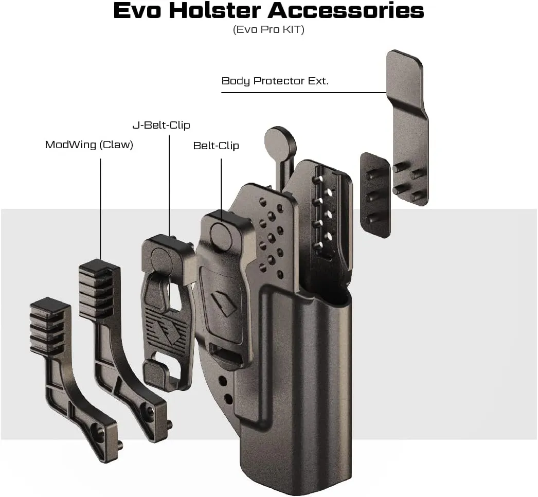 Orpaz EVO G19 Light Bearing Modular Holster Compatible with Ambidextrous Glock 19 Holster with Light, Dual-Carry Holster Provides Multiple Options to Suit Your Needs - IWB or OWB