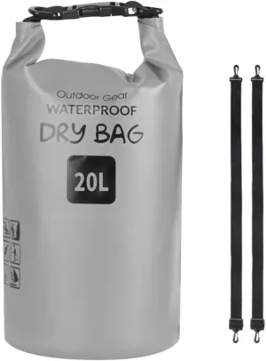 Outdoor Beach Buckled Storage Sacks Waterproofs Dry Bag Swimming Bag Floating Bags for Camping Hiking Trekking, Grey, 20L