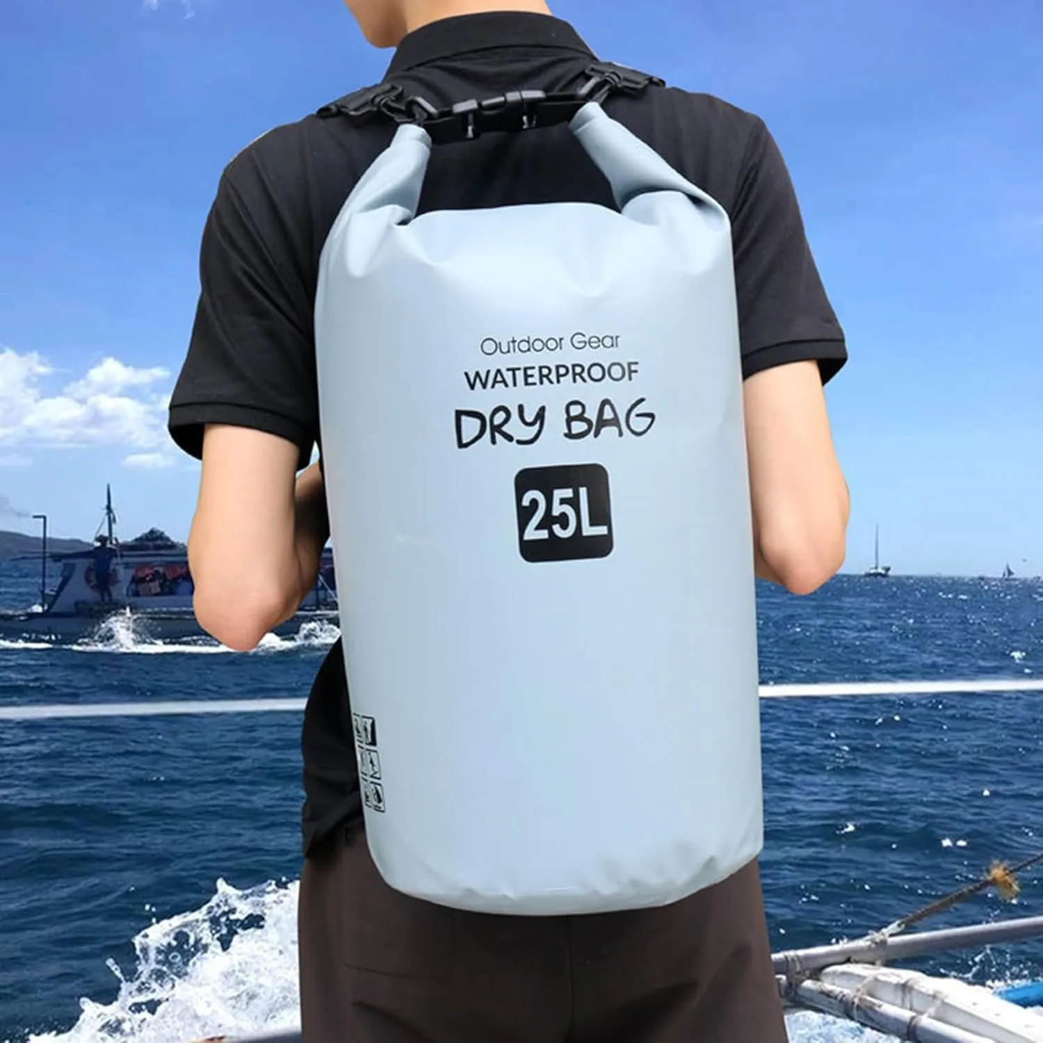 Outdoor Beach Buckled Storage Sacks Waterproofs Dry Bag Swimming Bag Floating Bags for Camping Hiking Trekking, Grey, 20L