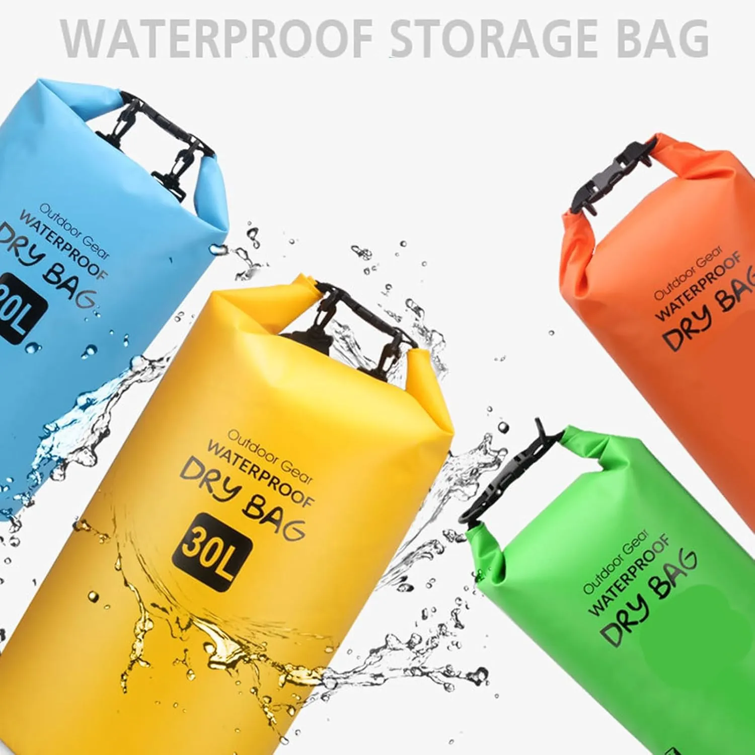 Outdoor Beach Buckled Storage Sacks Waterproofs Dry Bag Swimming Bag Floating Bags for Camping Hiking Trekking, Grey, 20L