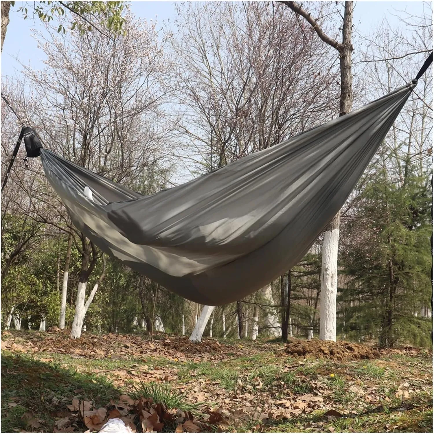 Outdoor Hammock Camping Hammock Ultralight 380T (20D) New Parachute Nylon Lightweight and Small Hiking Camping Outdoor Activity Terrace Hammock(Gray)