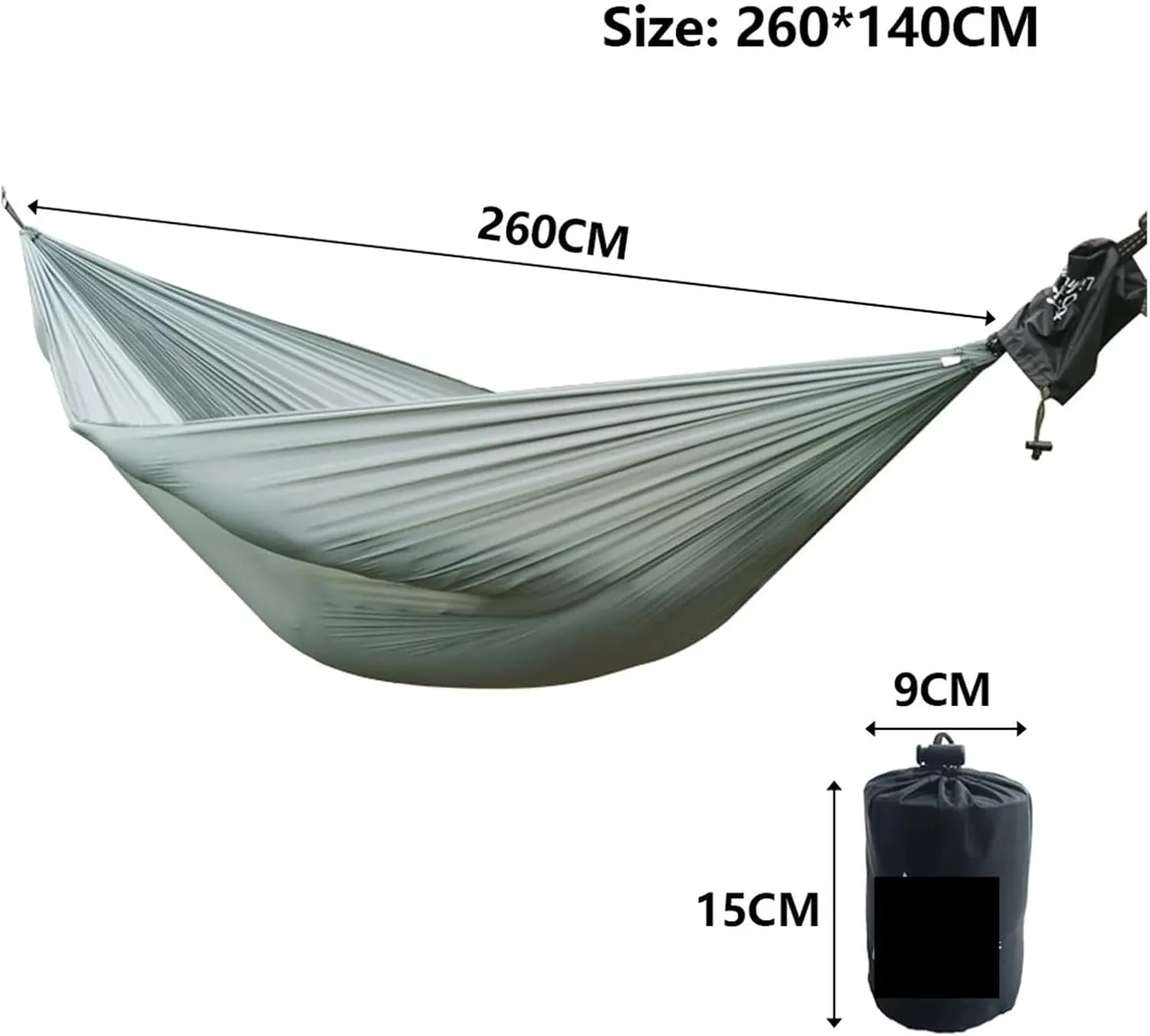 Outdoor Hammock Camping Hammock Ultralight 380T (20D) New Parachute Nylon Lightweight and Small Hiking Camping Outdoor Activity Terrace Hammock(Gray)