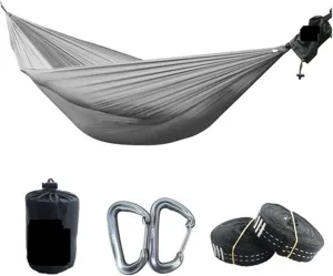 Outdoor Hammock Camping Hammock Ultralight 380T (20D) New Parachute Nylon Lightweight and Small Hiking Camping Outdoor Activity Terrace Hammock(Gray)