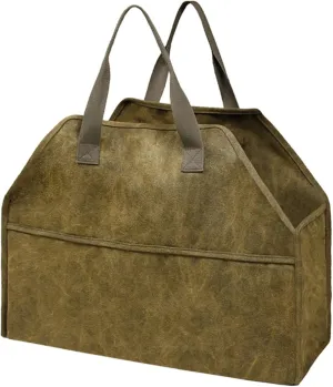 Outdoor Portable Organizer Fireplace Wood Stove Canvas Firewood Bag Durable Wood Tote for Outdoor Camping Picnic BBQ Firewood Storage (Natural Yellow)
