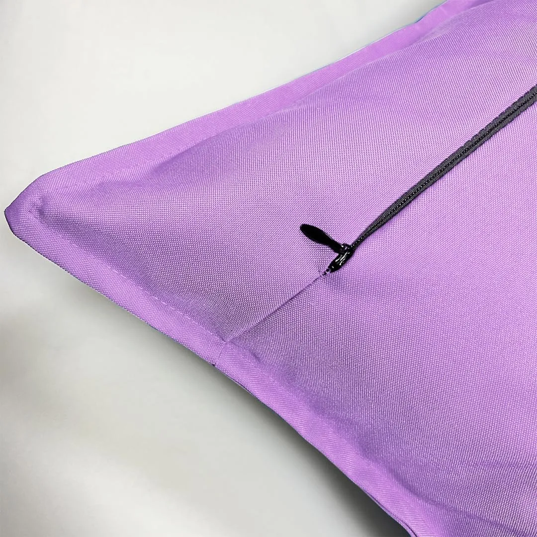 Outdoor Waterproof Pillow Covers 18x18 Set of 2 Sunbrella Decorative Square Solid Couch Pillow Covers with Wide Edge for Patio Tent Sofa Bed Living Room, Purple