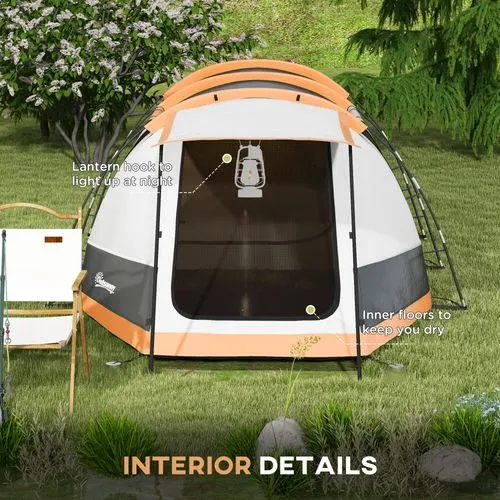 Outsunny 3–4 Person Tunnel Tent | Waterproof Camping Tent with Bedroom, Living Area & Porch – 2000mm
