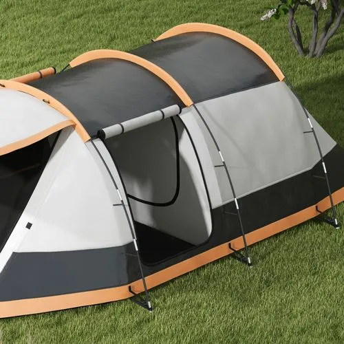 Outsunny 3–4 Person Tunnel Tent | Waterproof Camping Tent with Bedroom, Living Area & Porch – 2000mm