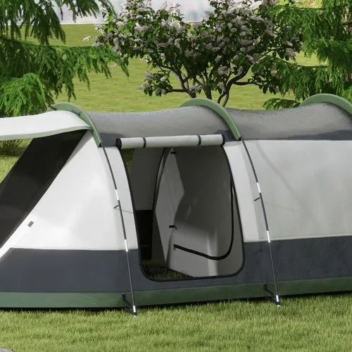 Outsunny 3–4 Person Tunnel Tent | Waterproof Camping Tent with Bedroom, Living Area & Porch – 2000mm
