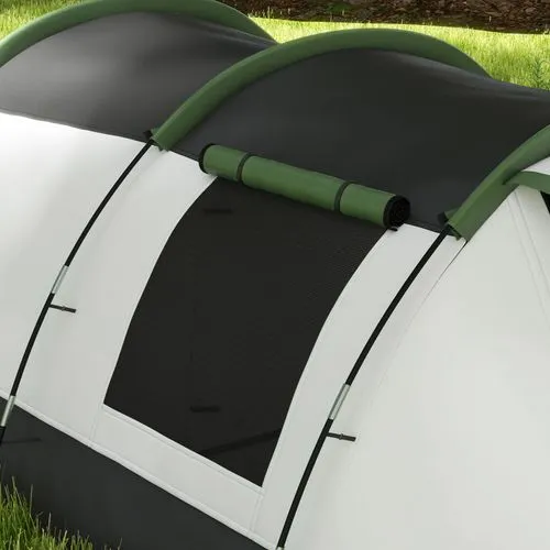 Outsunny 3–4 Person Tunnel Tent | Waterproof Camping Tent with Bedroom, Living Area & Porch – 2000mm
