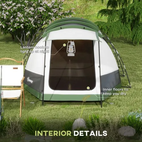 Outsunny 3–4 Person Tunnel Tent | Waterproof Camping Tent with Bedroom, Living Area & Porch – 2000mm
