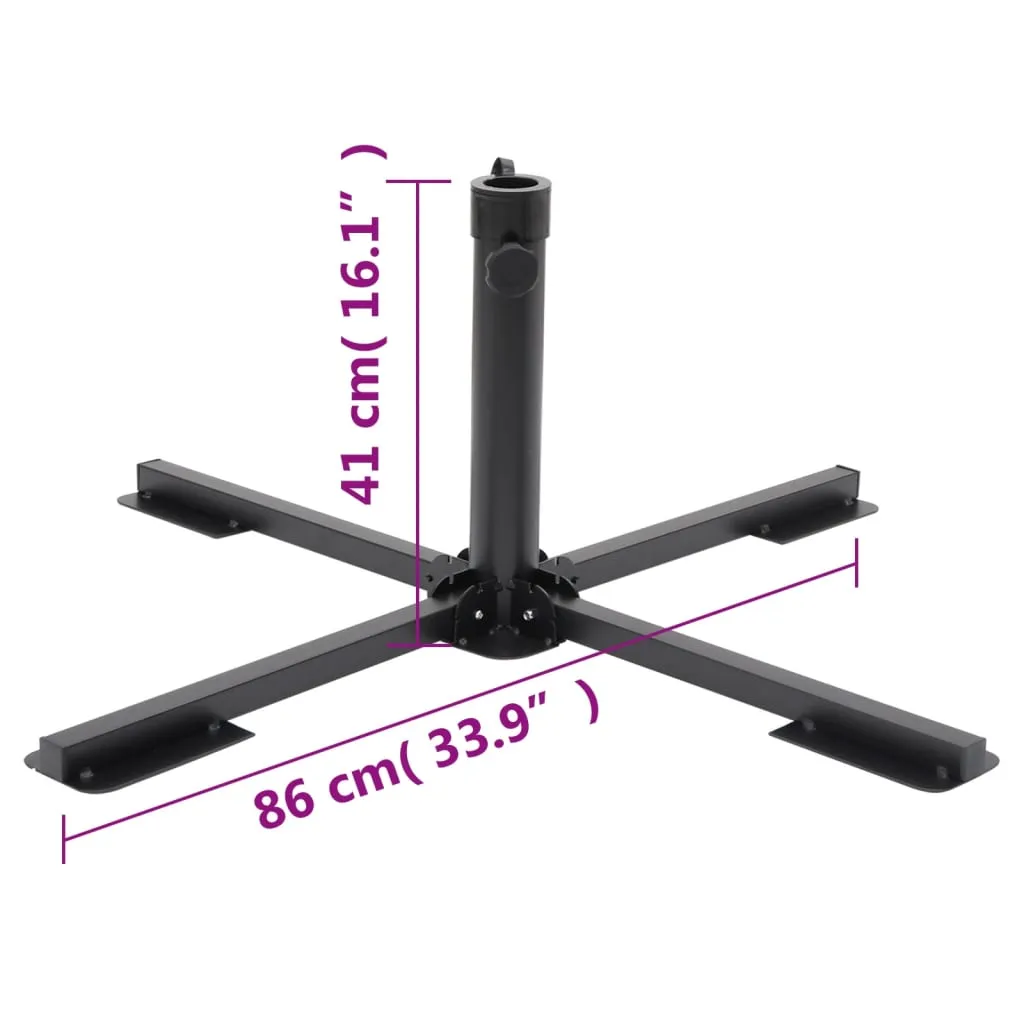 Parasol Base Foldable for Ø1.5"/1.9" Pole Glossy Black Steel