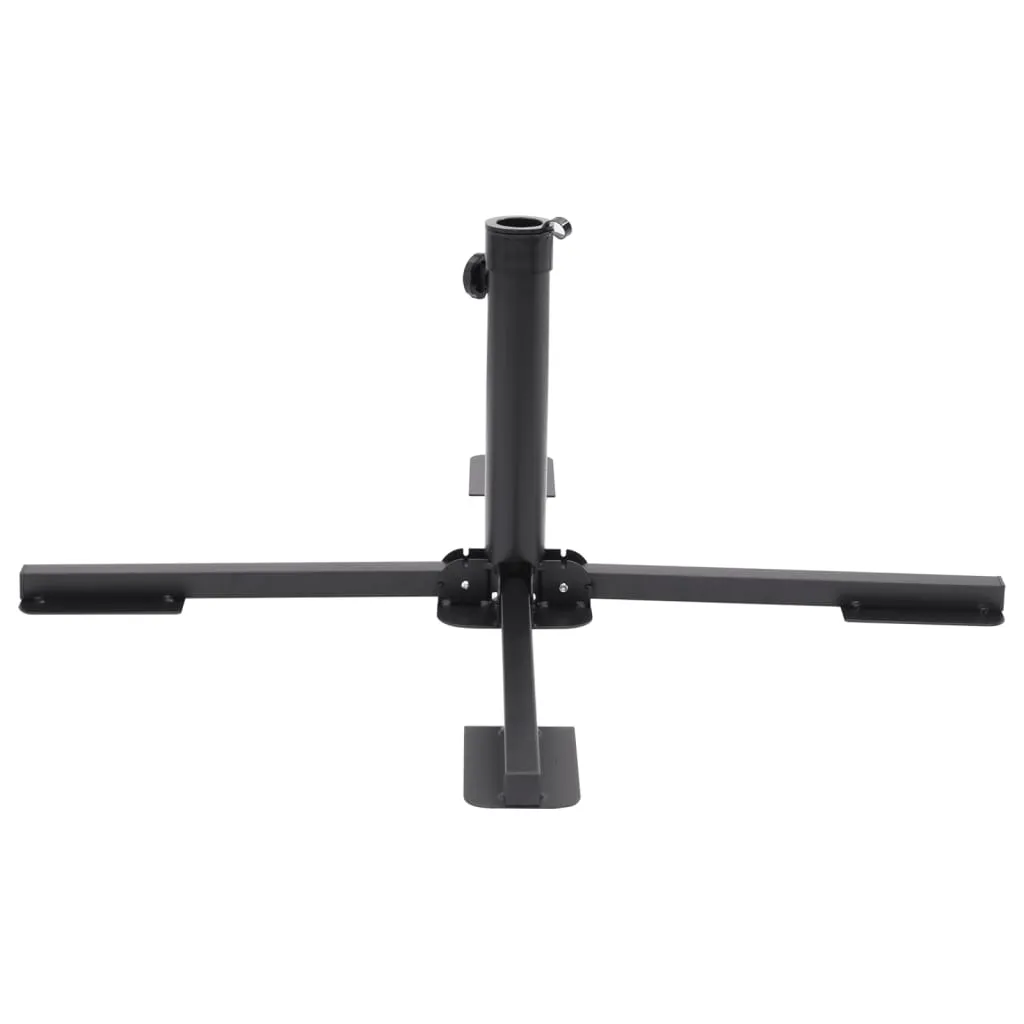 Parasol Base Foldable for Ø1.5"/1.9" Pole Glossy Black Steel