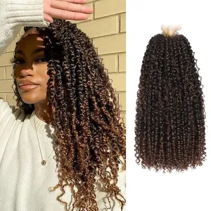 Passion Twist Hair 14inch,9pack Boho Passion Twist Crochet Hair,Pre Looped With Curly Ends for Bohemian Water Wave Braiding Hair,Crochet Hair for Black Women(14inch(pack of 9),T30)