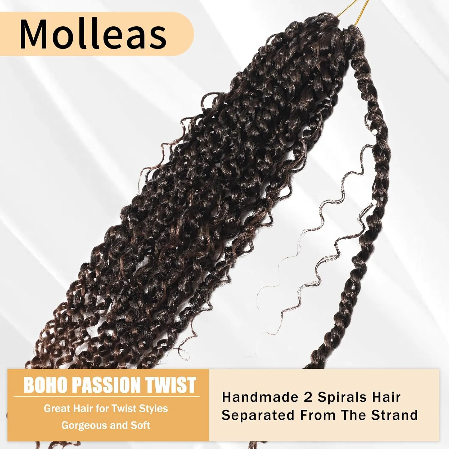 Passion Twist Hair 14inch,9pack Boho Passion Twist Crochet Hair,Pre Looped With Curly Ends for Bohemian Water Wave Braiding Hair,Crochet Hair for Black Women(14inch(pack of 9),T30)