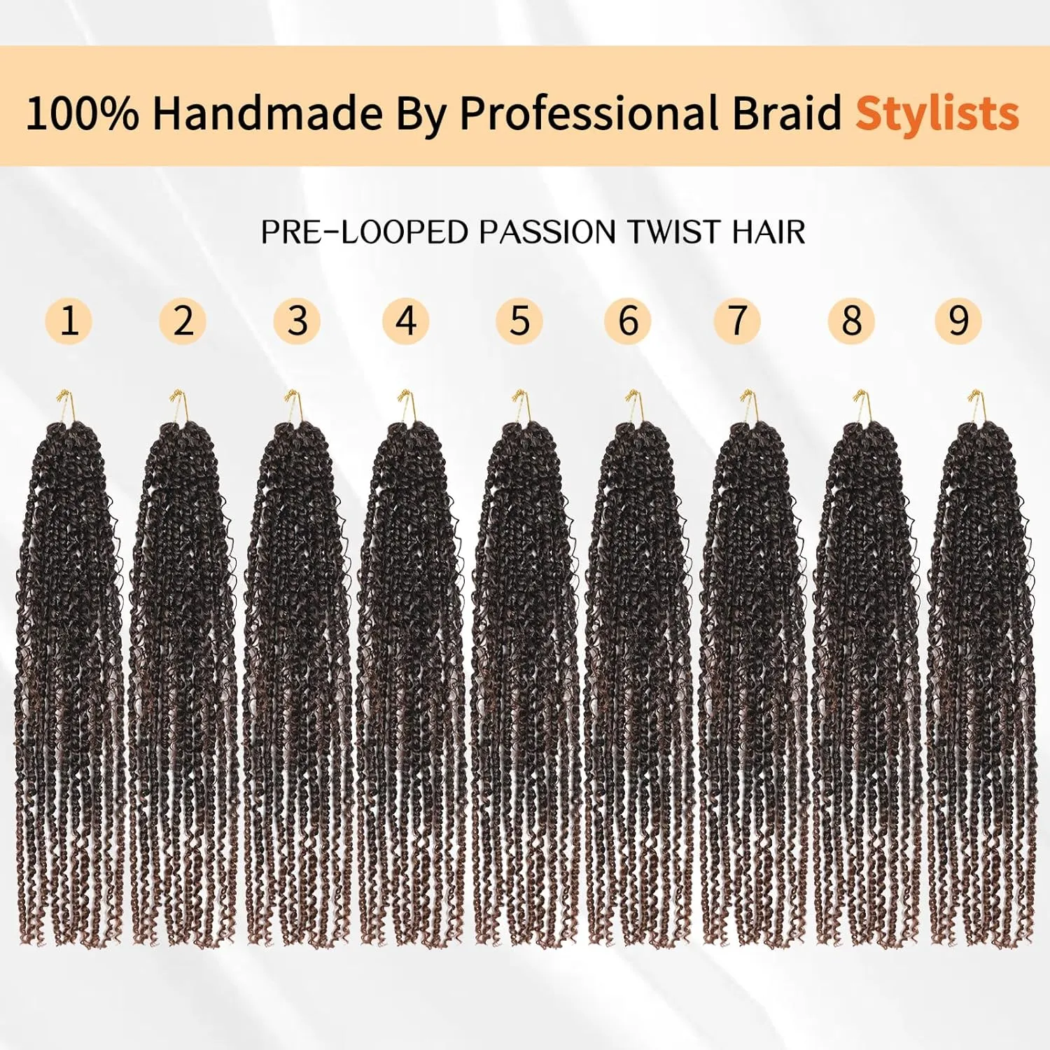Passion Twist Hair 14inch,9pack Boho Passion Twist Crochet Hair,Pre Looped With Curly Ends for Bohemian Water Wave Braiding Hair,Crochet Hair for Black Women(14inch(pack of 9),T30)