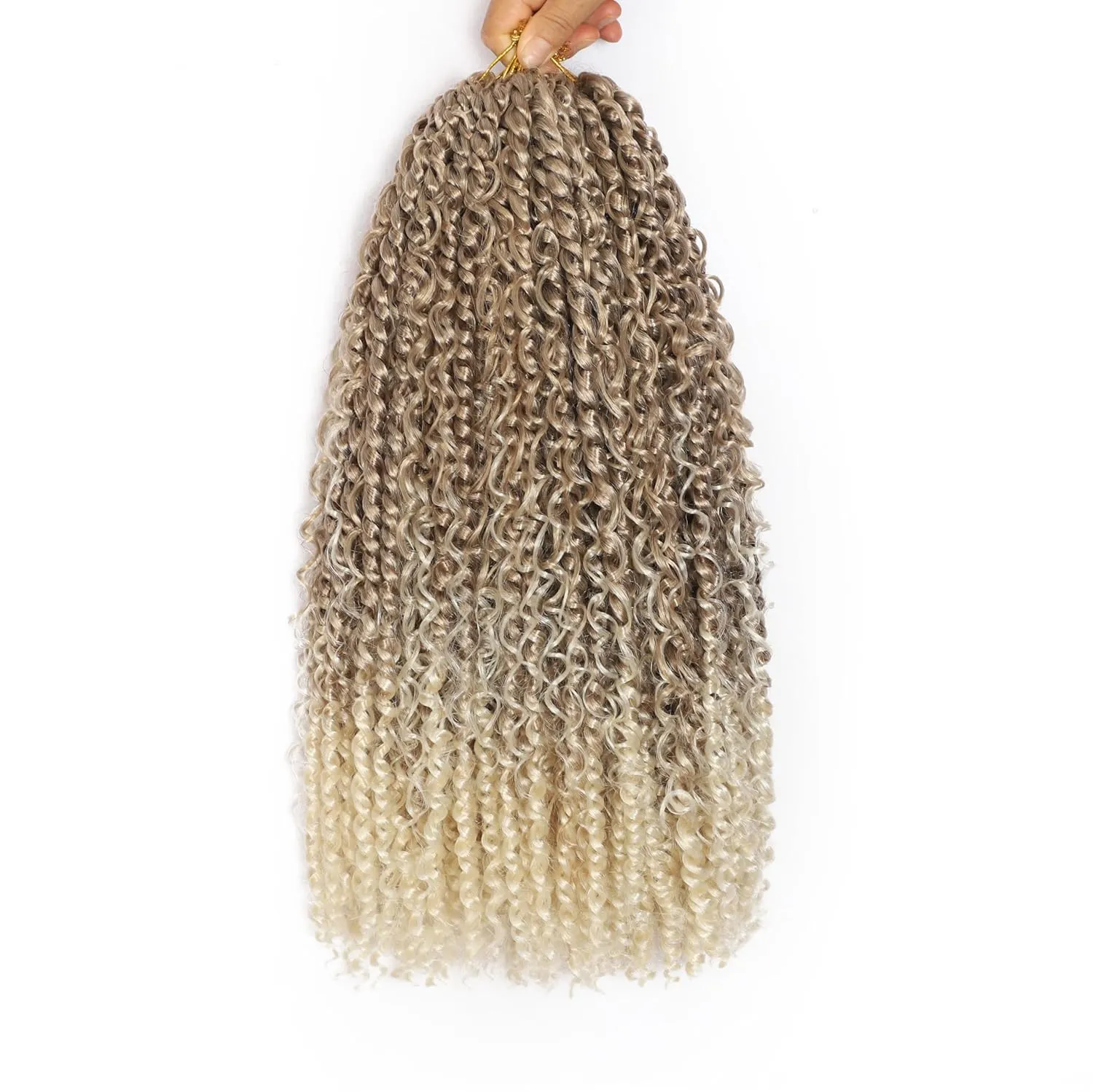 Passion Twist Hair 18inch,9pack Boho Passion Twist Crochet Hair,Pre Looped With Curly Ends for Bohemian Water Wave Braiding Hair,Crochet Hair for Black Women(18inch(pack of 9),27/613)
