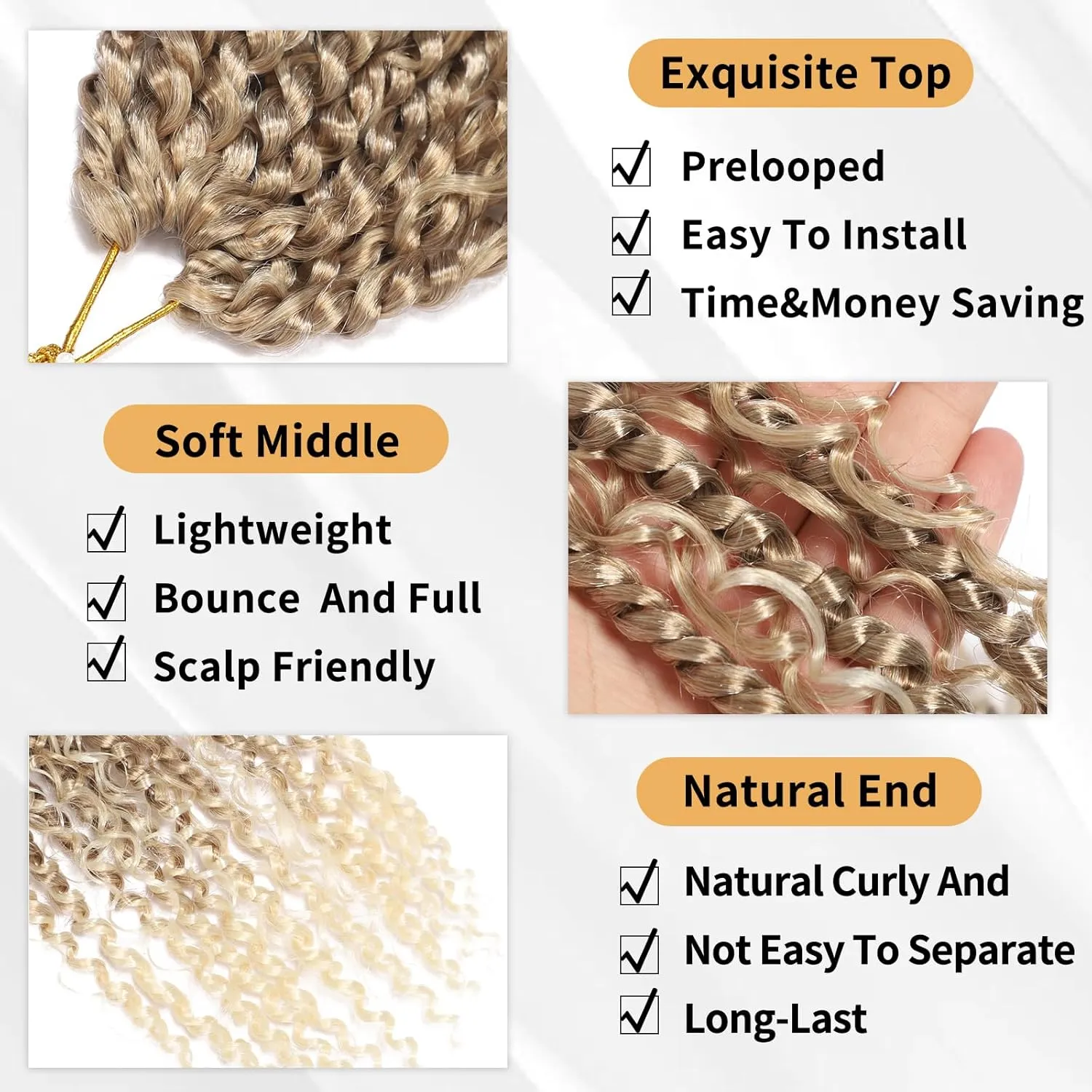 Passion Twist Hair 18inch,9pack Boho Passion Twist Crochet Hair,Pre Looped With Curly Ends for Bohemian Water Wave Braiding Hair,Crochet Hair for Black Women(18inch(pack of 9),27/613)