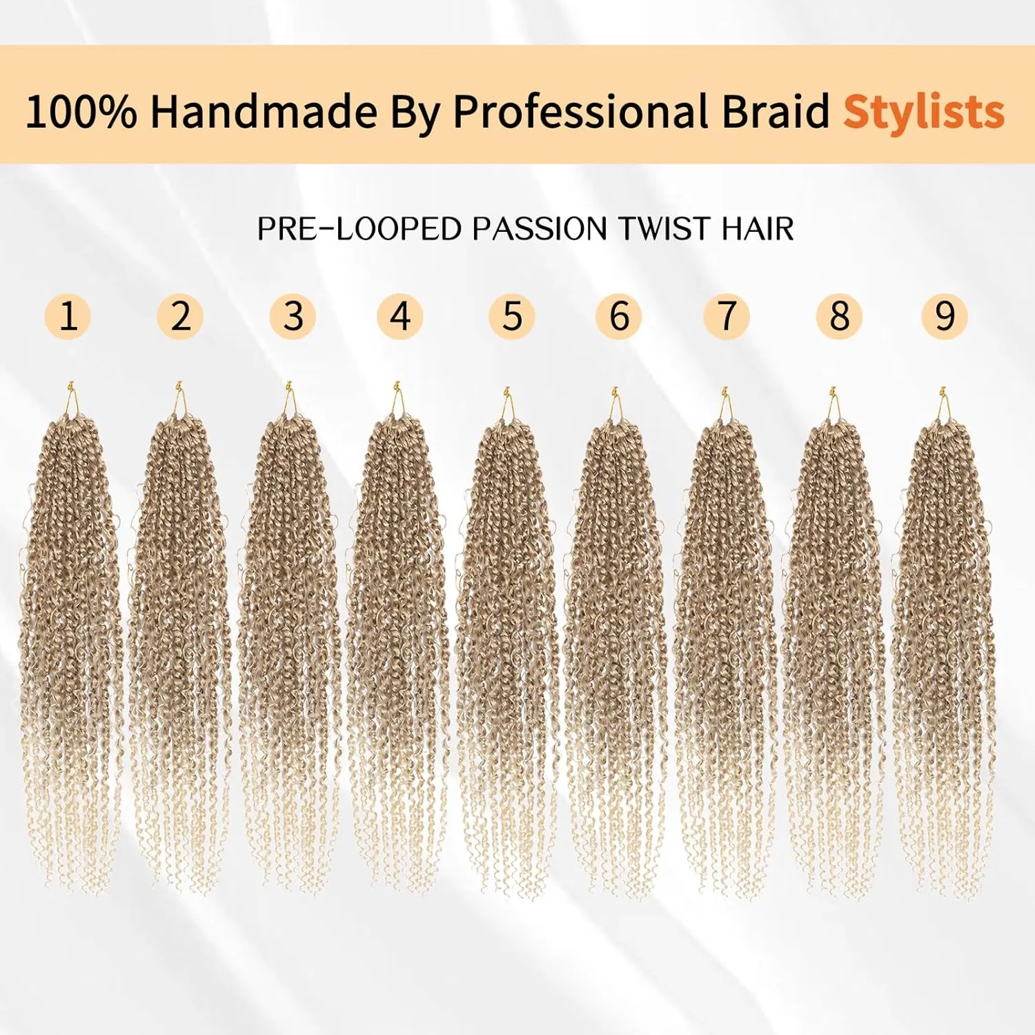 Passion Twist Hair 18inch,9pack Boho Passion Twist Crochet Hair,Pre Looped With Curly Ends for Bohemian Water Wave Braiding Hair,Crochet Hair for Black Women(18inch(pack of 9),27/613)