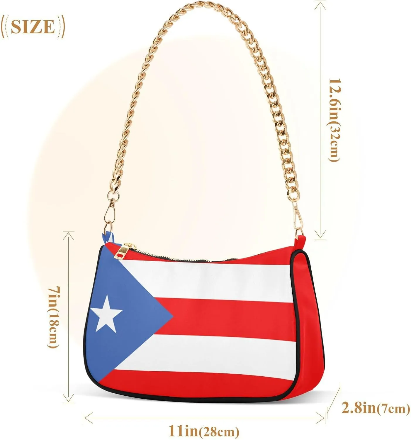 Patriot Flag Shoulder Bag Women Clutch Handbag Date Chain Bag Holiday Birthday