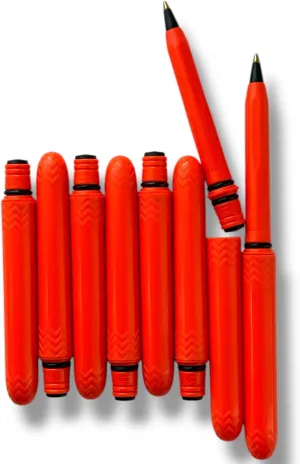 Pen - the USA Made Pocket Pen – 8 Pack – compact, affordable, lightweight, EDC black ink ballpoint pen – waterproof and floats – carries small, writes big (Blaze Orange)