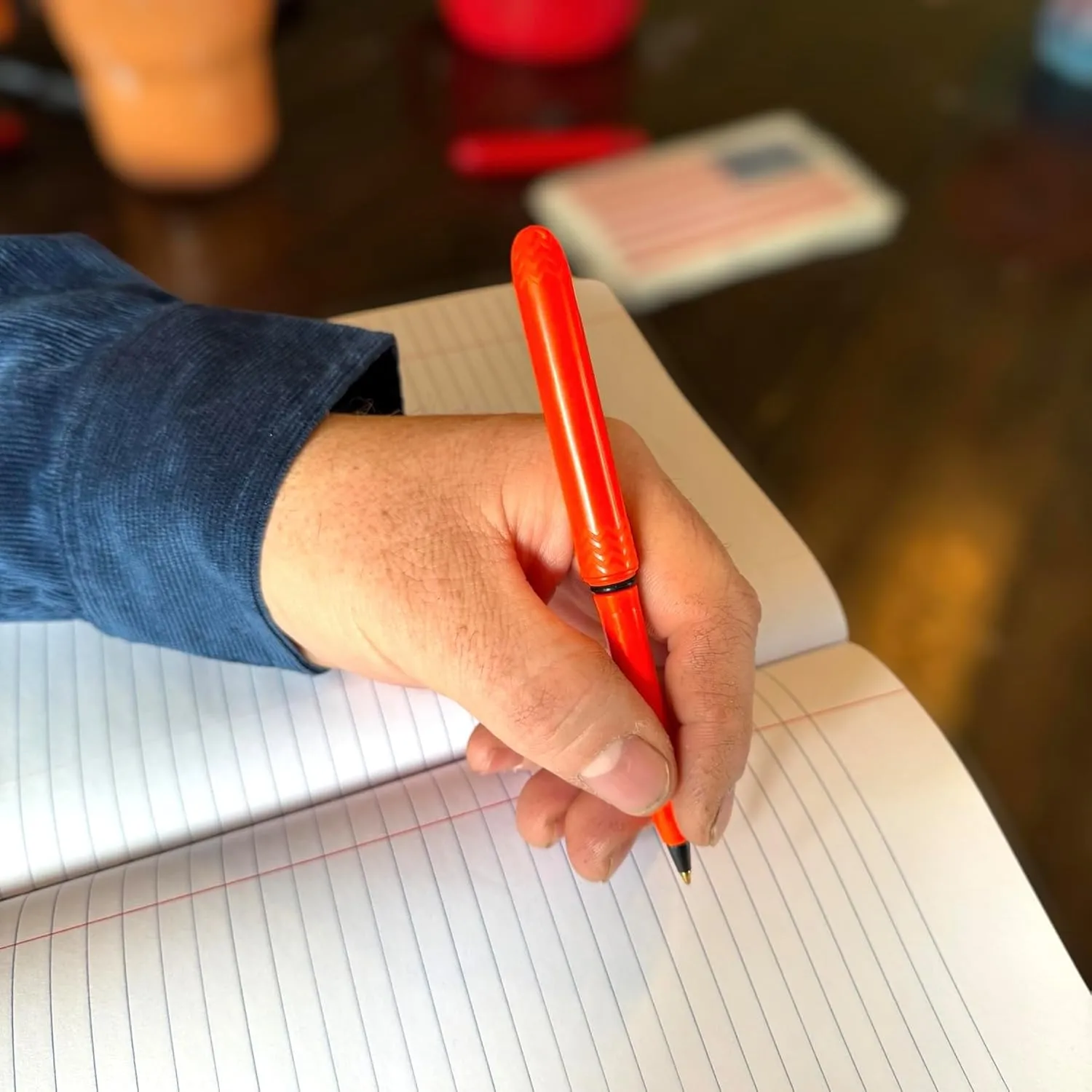 Pen - the USA Made Pocket Pen – 8 Pack – compact, affordable, lightweight, EDC black ink ballpoint pen – waterproof and floats – carries small, writes big (Blaze Orange)