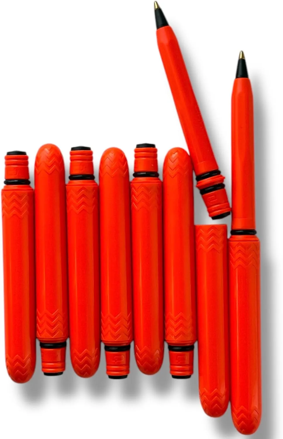 Pen - the USA Made Pocket Pen – 8 Pack – compact, affordable, lightweight, EDC black ink ballpoint pen – waterproof and floats – carries small, writes big (Blaze Orange)