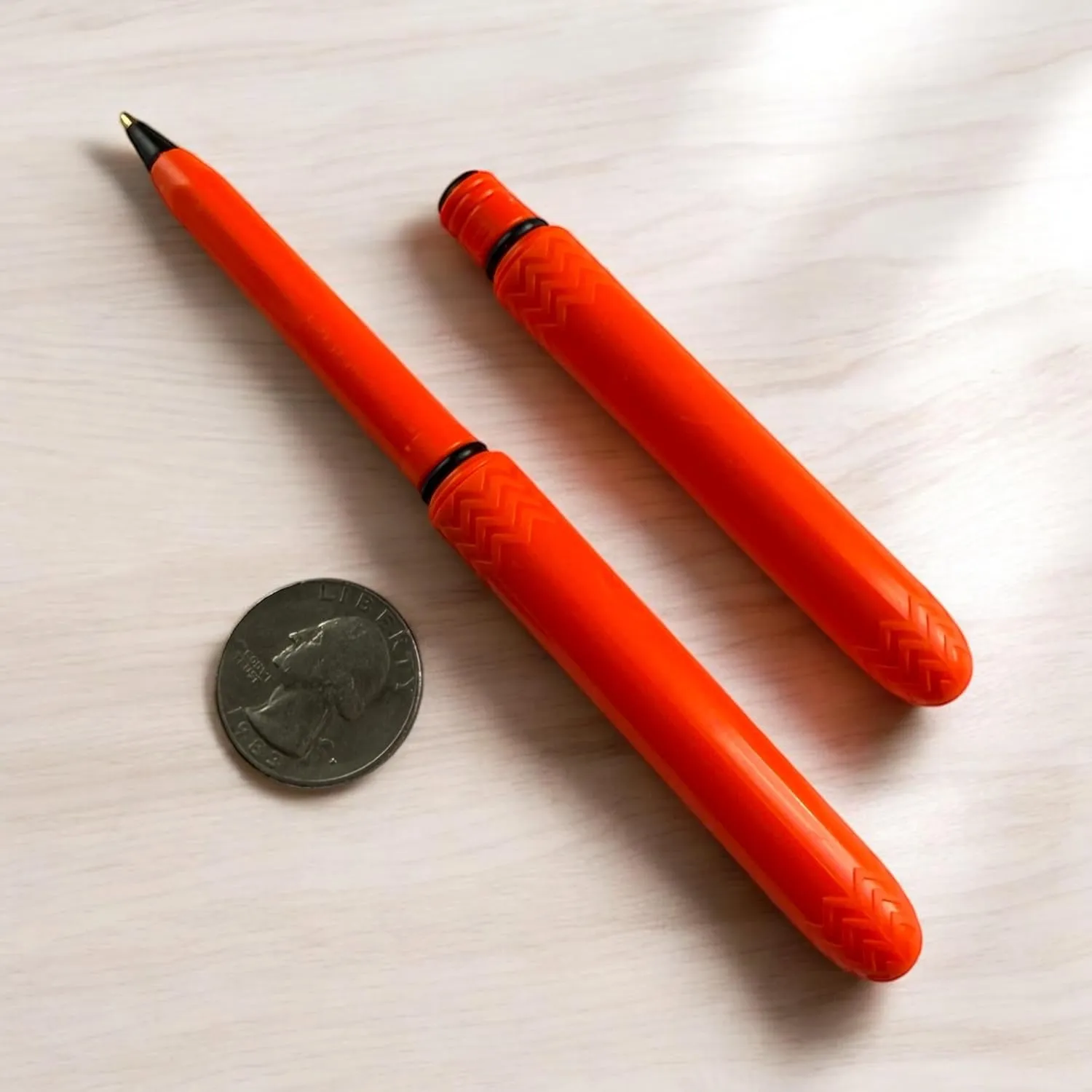 Pen - the USA Made Pocket Pen – 8 Pack – compact, affordable, lightweight, EDC black ink ballpoint pen – waterproof and floats – carries small, writes big (Blaze Orange)