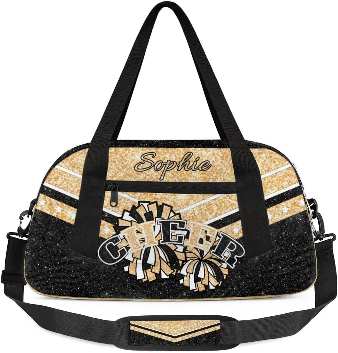 Personalized Cheer Bag for Girls, Custom Name Cheerleader Bag, SportS Gym Duffle for Women Gold
