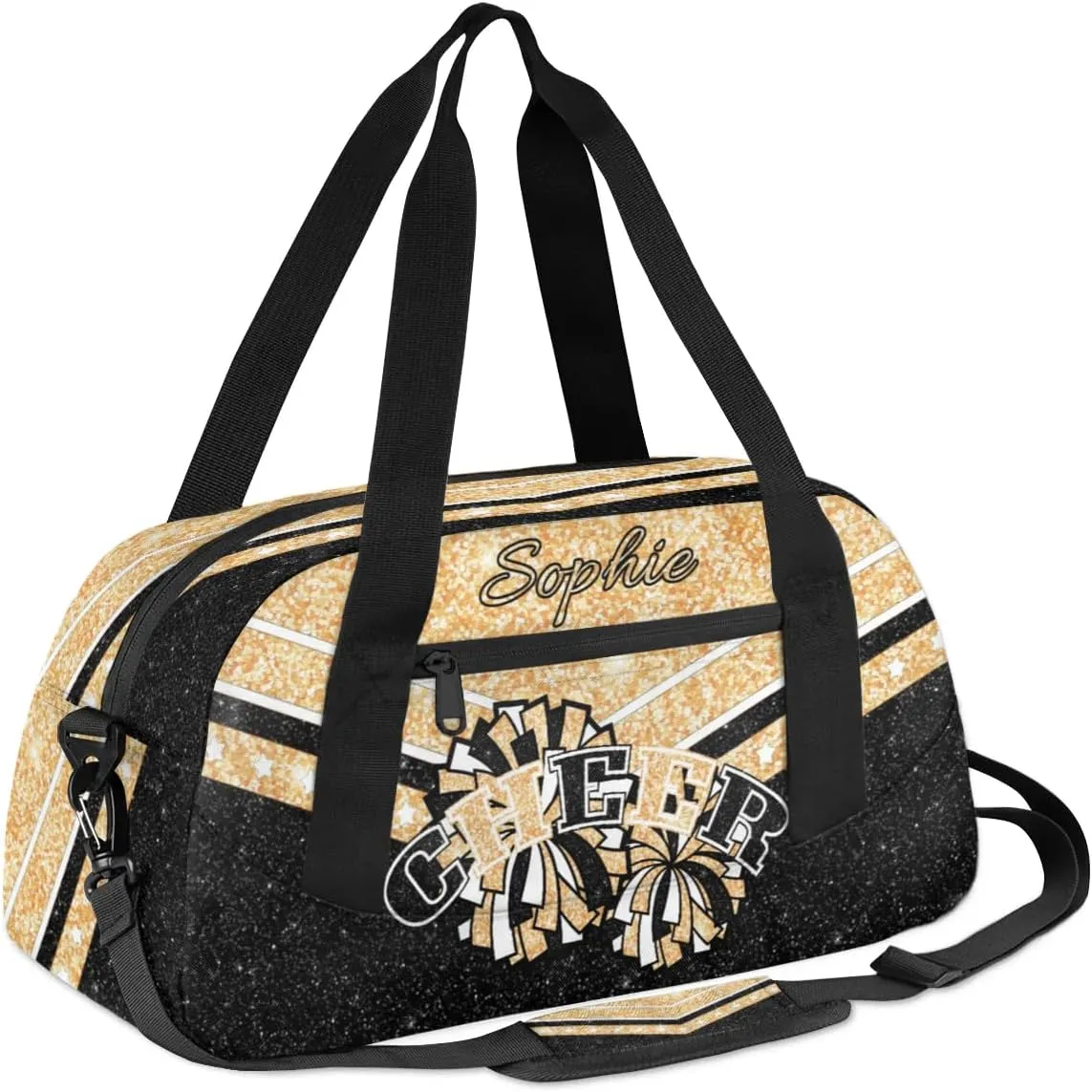 Personalized Cheer Bag for Girls, Custom Name Cheerleader Bag, SportS Gym Duffle for Women Gold