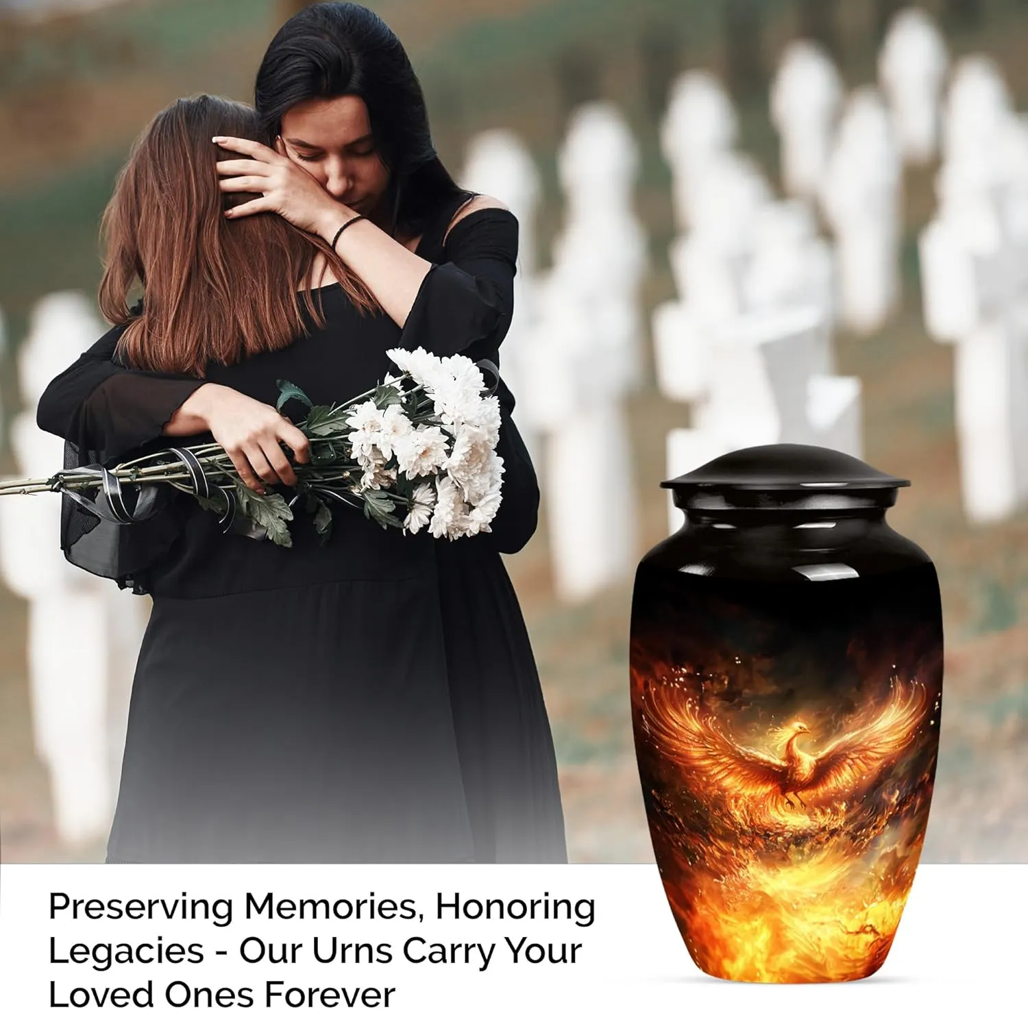 Phoenix Bird Urns, Cremation Urns Small, Small Urns for Ashes, Urns for Human Ashes Adult Men, Large Urns for Mom & Dad, Combo of 1 Large Urn with Velvet Bag and 4 Small Keepsake