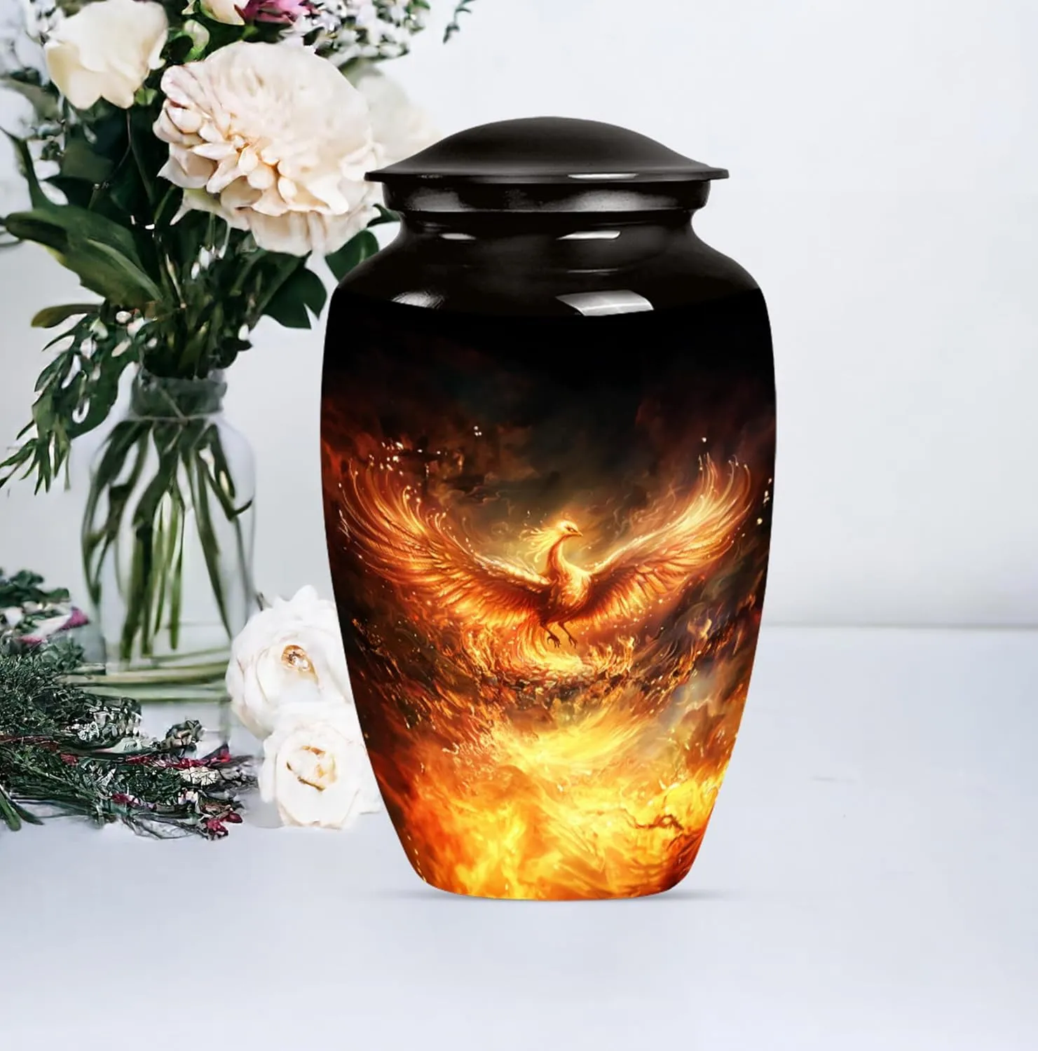 Phoenix Bird Urns, Cremation Urns Small, Small Urns for Ashes, Urns for Human Ashes Adult Men, Large Urns for Mom & Dad, Combo of 1 Large Urn with Velvet Bag and 4 Small Keepsake