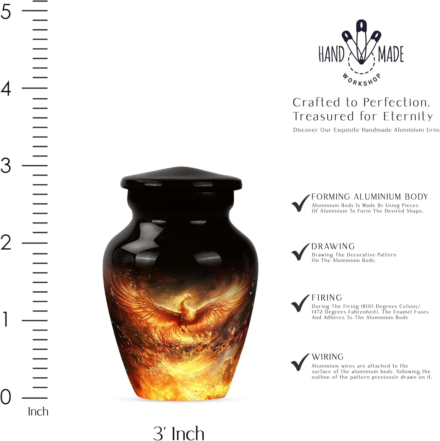 Phoenix Bird Urns, Cremation Urns Small, Small Urns for Ashes, Urns for Human Ashes Adult Men, Large Urns for Mom & Dad, Combo of 1 Large Urn with Velvet Bag and 4 Small Keepsake