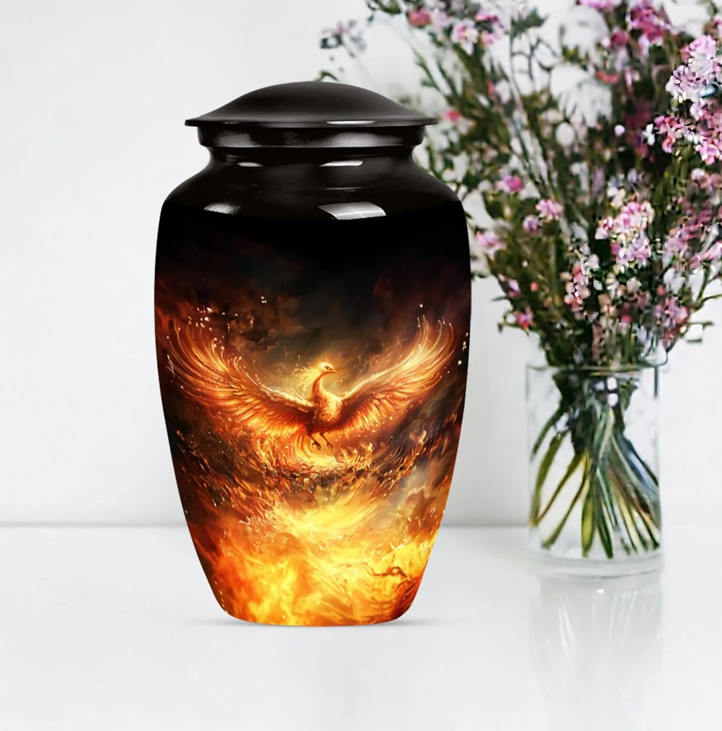 Phoenix Bird Urns, Cremation Urns Small, Small Urns for Ashes, Urns for Human Ashes Adult Men, Large Urns for Mom & Dad, Combo of 1 Large Urn with Velvet Bag and 4 Small Keepsake