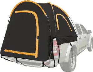 Pickup Truck Tent, Portable Truck Bed Tent for Camping, Waterproof PU2000mm Double Layer for 2 Person, Compact and Full Size Regular Bed Long Bed （Black）