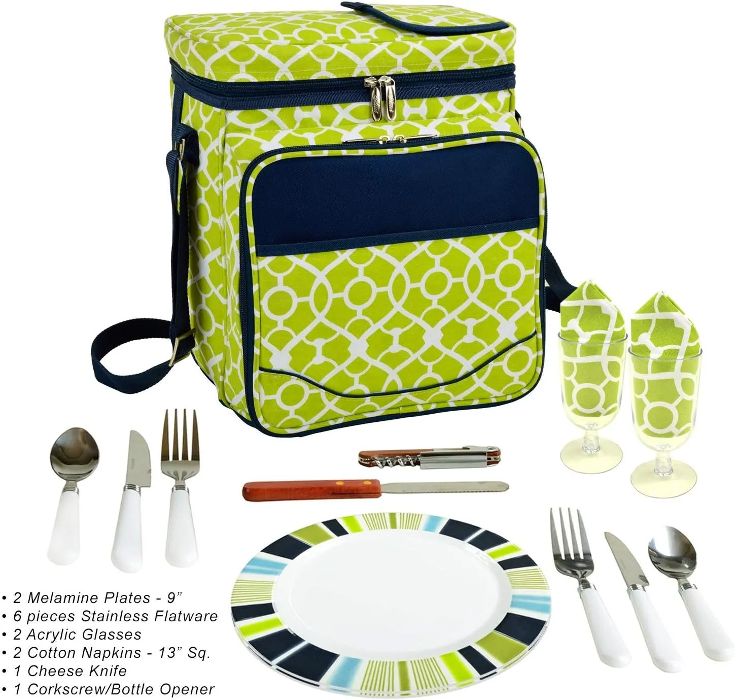 Picnic at Ascot Original Insulated Picnic Basket/Cooler Equipped with Service for 2- Designed, Assembled & Quality Approved in the USA