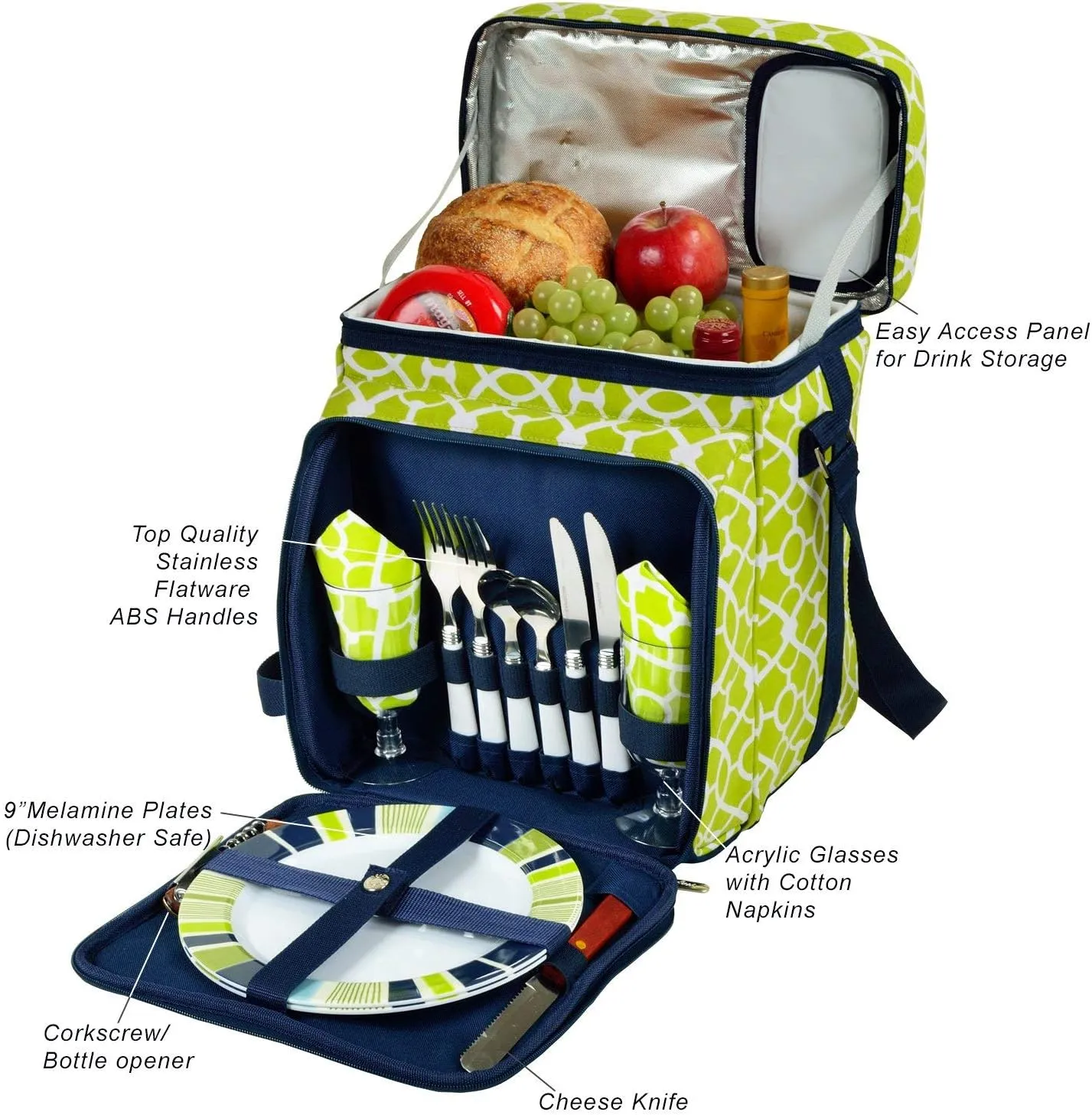 Picnic at Ascot Original Insulated Picnic Basket/Cooler Equipped with Service for 2- Designed, Assembled & Quality Approved in the USA