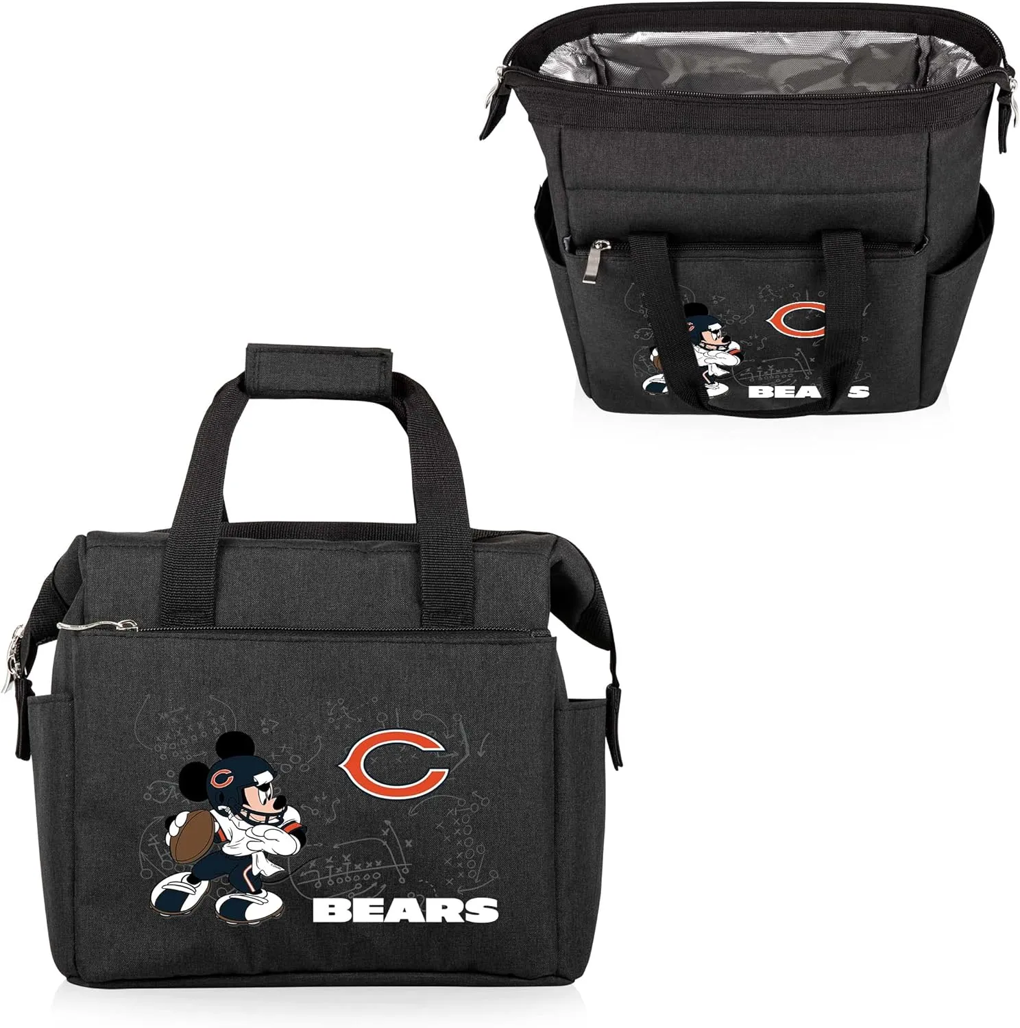 PICNIC TIME NFL Mickey Mouse On The Go Lunch Bag - Soft Cooler Lunch Box - Insulated Lunch Bag, (Black)